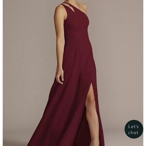 David's Bridal burgundy gown